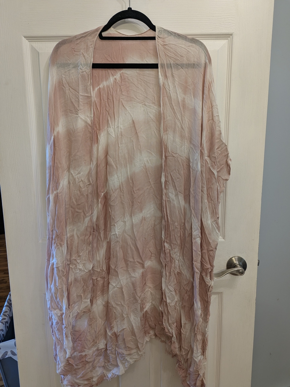 Gentle Fawn Pink and White Tie-Dye Lightweight Drape Cardigan